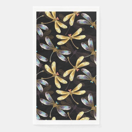 Naadloos patroon met gouden libellen servet (Voorkant)