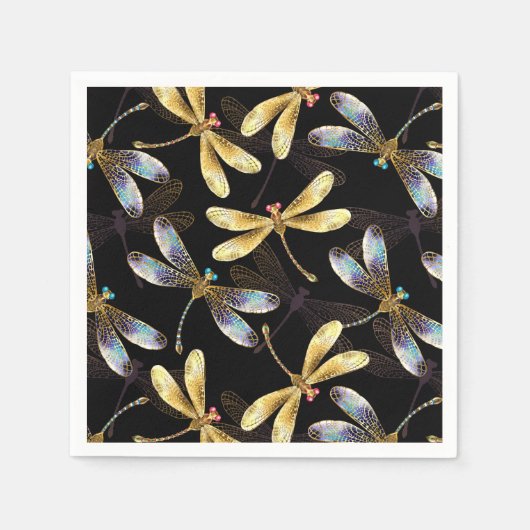 Naadloos patroon met gouden libellen servet (Voorkant)