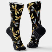 Naadloos patroon met gouden libellen sokken (Gebogen)