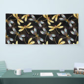 Naadloos patroon met gouden libellen spandoek (Beurs)