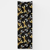 Naadloos patroon met gouden libellen spandoek (Verticaal)