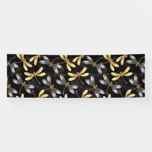 Naadloos patroon met gouden libellen spandoek