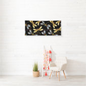Naadloos patroon met gouden libellen spandoek (Insitu)