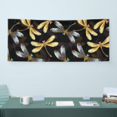 Naadloos patroon met gouden libellen spandoek (Beurs)