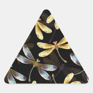 Naadloos patroon met gouden libellen sticker