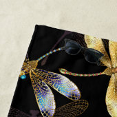 Naadloos patroon met gouden libellen strandlaken (In situ)