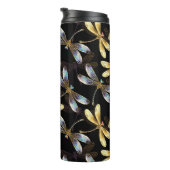 Naadloos patroon met gouden libellen thermosbeker (Geroteerd rechts)
