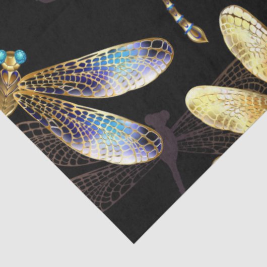 Naadloos patroon met gouden libellen tissuepapier (Detail)