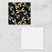 Naadloos patroon met gouden libellen vierkante visitekaartje (Voorkant / Achterkant)