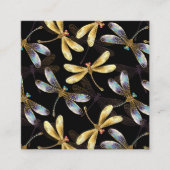 Naadloos patroon met gouden libellen vierkante visitekaartje (Voorkant)