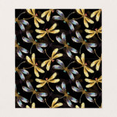 Naadloos patroon met gouden libellen visitekaartje (Buitenkant ongevouwen)