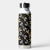 Naadloos patroon met gouden libellen waterfles (Links)