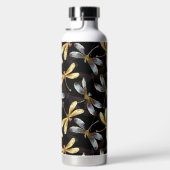 Naadloos patroon met gouden libellen waterfles (Rechts)