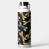 Naadloos patroon met gouden libellen waterfles (Achterkant)