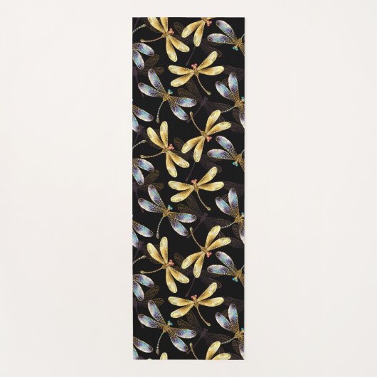 Naadloos patroon met gouden libellen yogamat (Voorkant)