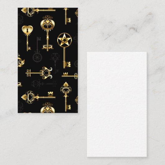 Naadloos patroon met gouden sleutels aanbevelingskaartje (Voorkant / Achterkant)