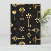 Naadloos patroon met gouden sleutels aankondiging (Staand voorkant)