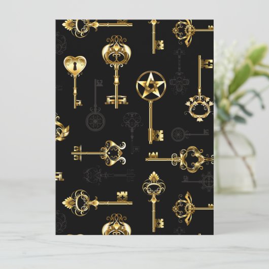 Naadloos patroon met gouden sleutels aankondiging (Staand voorkant)