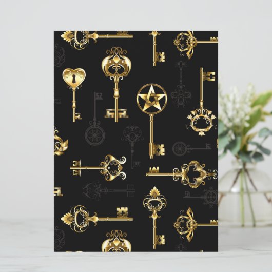 Naadloos patroon met gouden sleutels aankondiging (Staand voorkant)