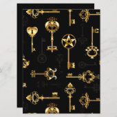 Naadloos patroon met gouden sleutels aankondiging (Voorkant / Achterkant)