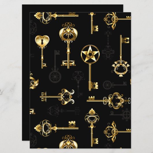 Naadloos patroon met gouden sleutels aankondiging (Voorkant / Achterkant)