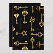 Naadloos patroon met gouden sleutels aankondiging (Voorkant / Achterkant)