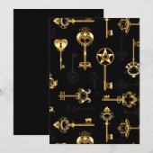 Naadloos patroon met gouden sleutels advieskaart (Voorkant / Achterkant)