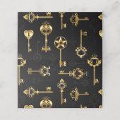 Naadloos patroon met gouden sleutels afsprakenkaart (Buitenkant ongevouwen)