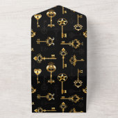 Naadloos patroon met gouden sleutels all in one uitnodiging (Buitenkant)