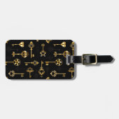 Naadloos patroon met gouden sleutels bagagelabel (Voorkant horizontaal)