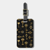 Naadloos patroon met gouden sleutels bagagelabel (Voorkant verticaal)