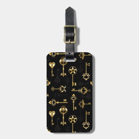 Naadloos patroon met gouden sleutels bagagelabel (Voorkant verticaal)