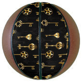 Naadloos patroon met gouden sleutels basketbal (Verticaal)