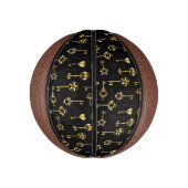 Naadloos patroon met gouden sleutels basketbal (Verticaal)