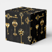 Naadloos patroon met gouden sleutels bedankdoosjes (Achterkant)