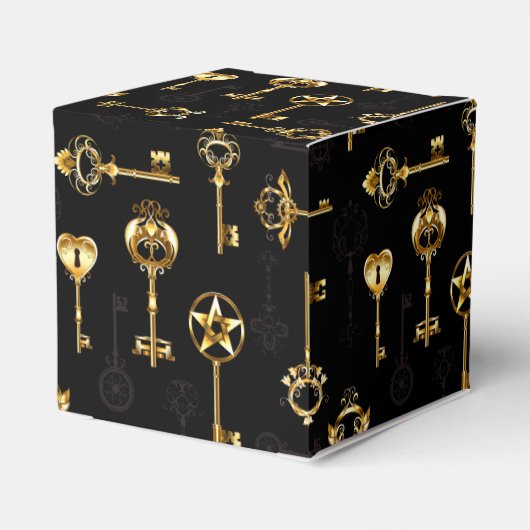 Naadloos patroon met gouden sleutels bedankdoosjes (Achterkant)