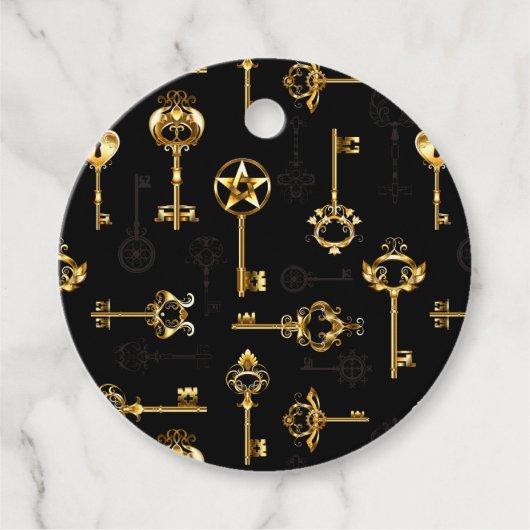 Naadloos patroon met gouden sleutels bedankjes labels (Voorkant)