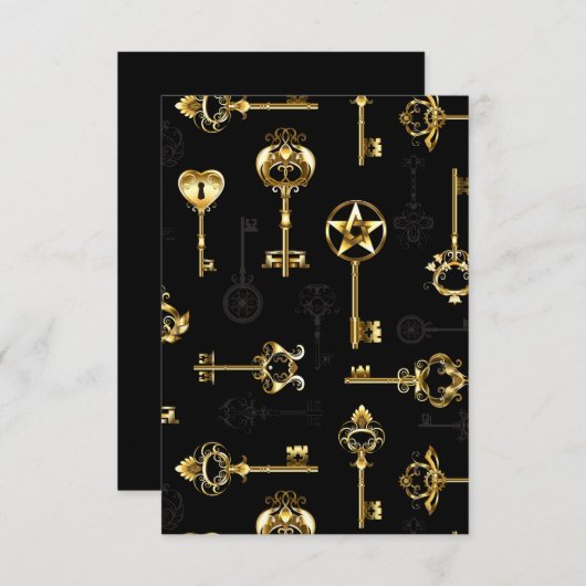 Naadloos patroon met gouden sleutels bedankkaart (Voorkant / Achterkant)