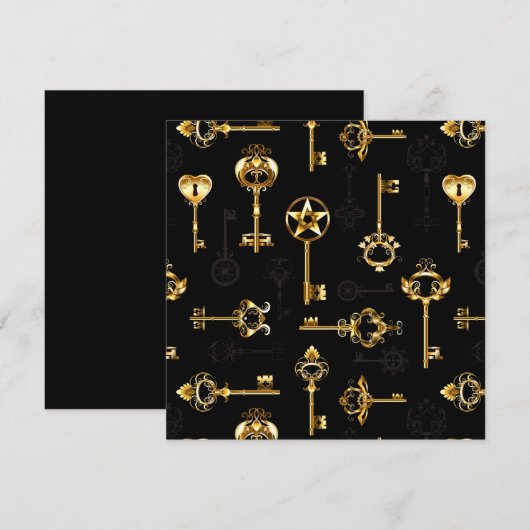 Naadloos patroon met gouden sleutels bedankkaart (Voorkant / Achterkant)