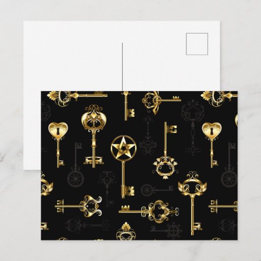 Naadloos patroon met gouden sleutels briefkaart (Voorkant / Achterkant)