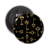 Naadloos patroon met gouden sleutels button flesopener (Voorkant)