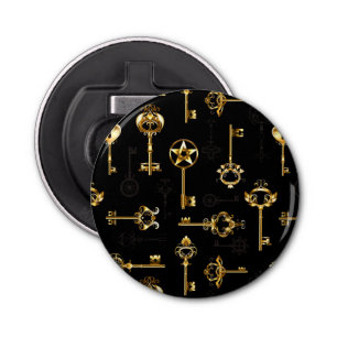 Naadloos patroon met gouden sleutels button flesopener