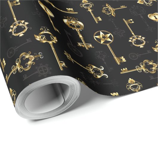 Naadloos patroon met gouden sleutels cadeaupapier (Rol Hoek)