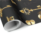 Naadloos patroon met gouden sleutels cadeaupapier (Rol Hoek)