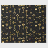 Naadloos patroon met gouden sleutels cadeaupapier (Vlak)