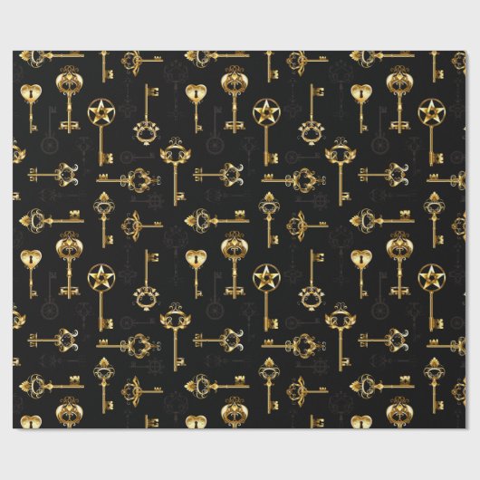 Naadloos patroon met gouden sleutels cadeaupapier (Vlak)