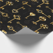 Naadloos patroon met gouden sleutels cadeaupapier (Hoek)