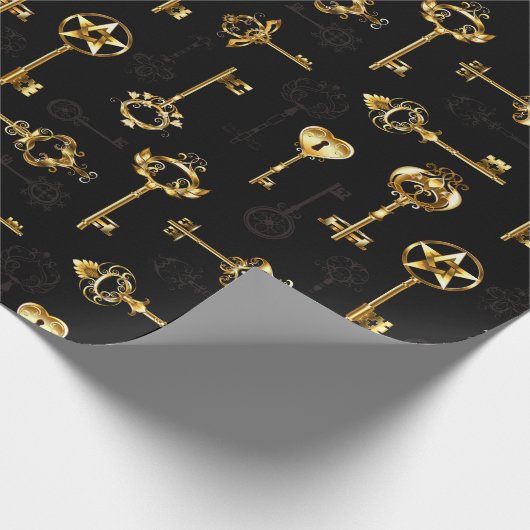 Naadloos patroon met gouden sleutels cadeaupapier (Hoek)