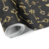Naadloos patroon met gouden sleutels cadeaupapier (Rol Hoek)