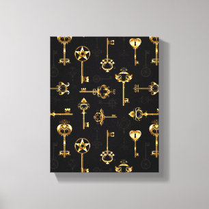 Naadloos patroon met gouden sleutels canvas afdruk